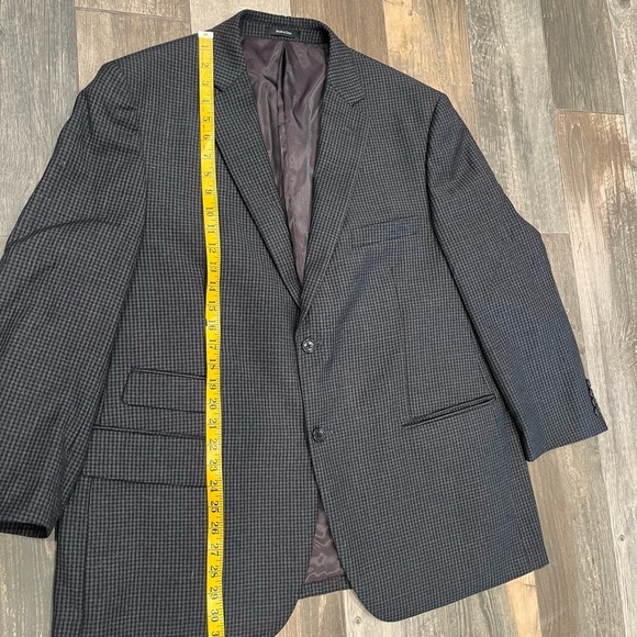 Pronto Uomo Platinum Men's 100% Wool 2 Button Black Gray Check Jacket 44 Short - Picture 6 of 11